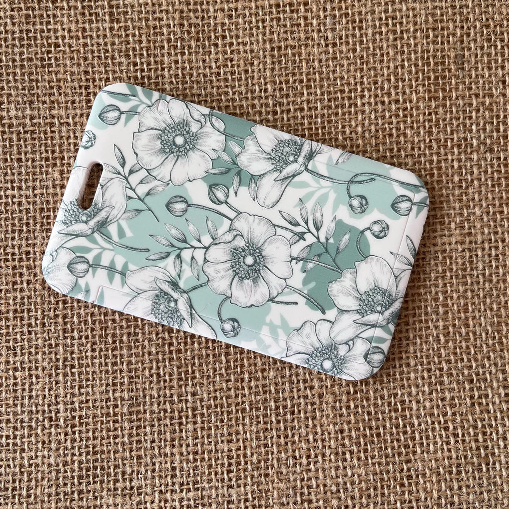 porte badge design fleurs vert