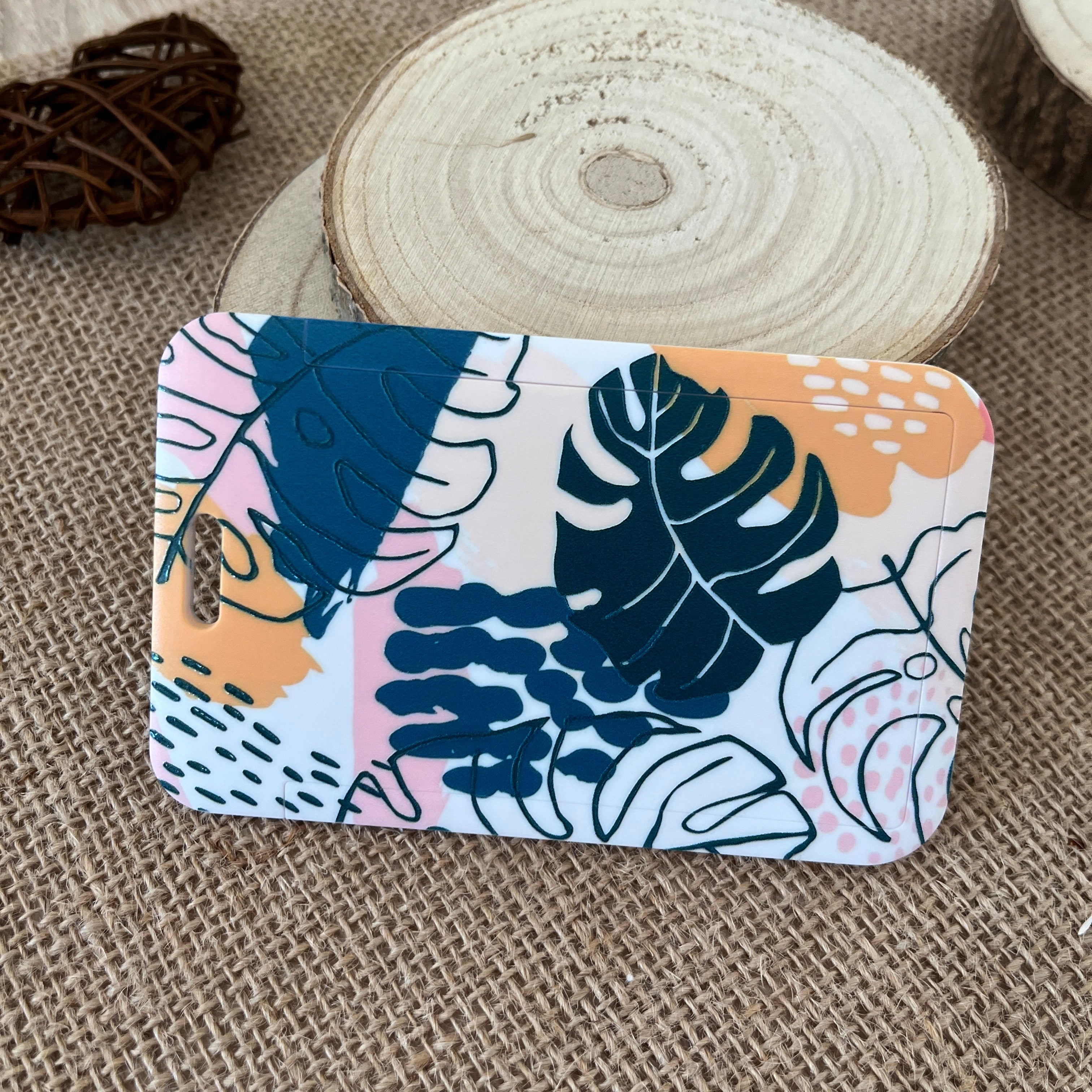 porte badge rigide coulissant motif tropical 