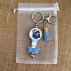 bijou de sac chien cane corso perles silicone bleu fleur decorative