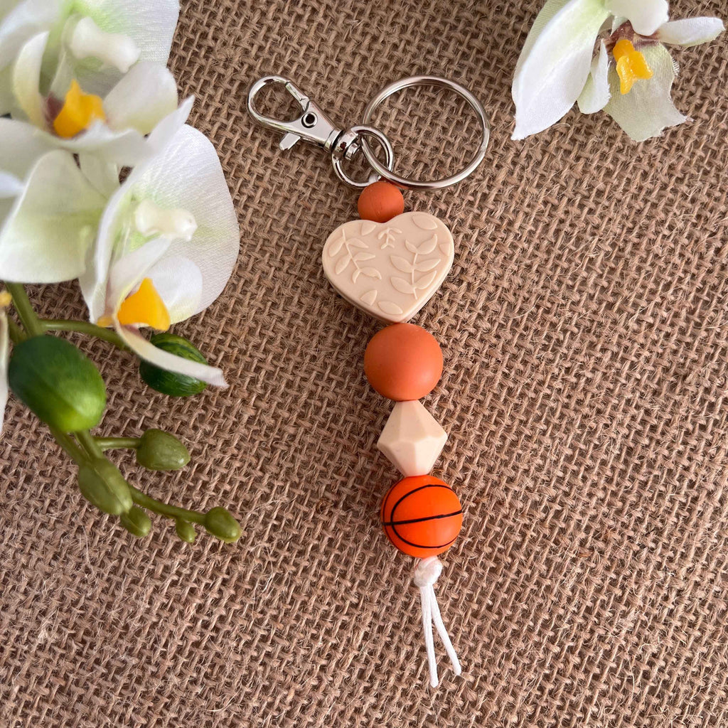 Porte-clés ballon de basket en perles de silicone