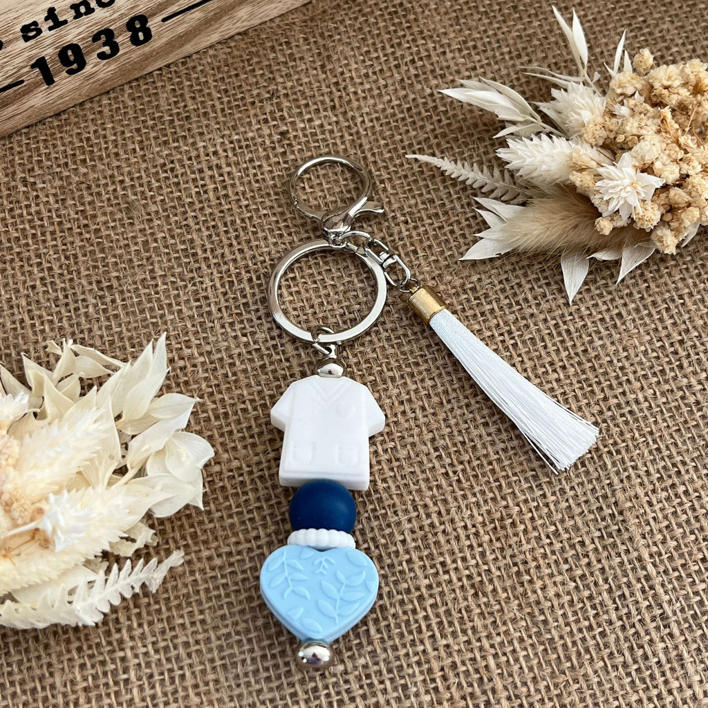 Bijou de sac porte-clés cœur bleu infirmière – Accessoire élégant Lanyard & Co