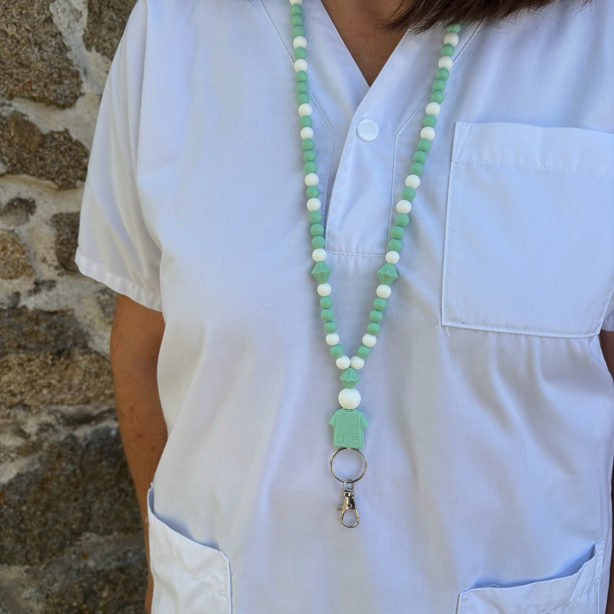 tour de cou infirmiere menthe porte badge medical confortable