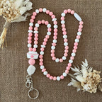 porte badge  octobre rose ruban rose cancer sein