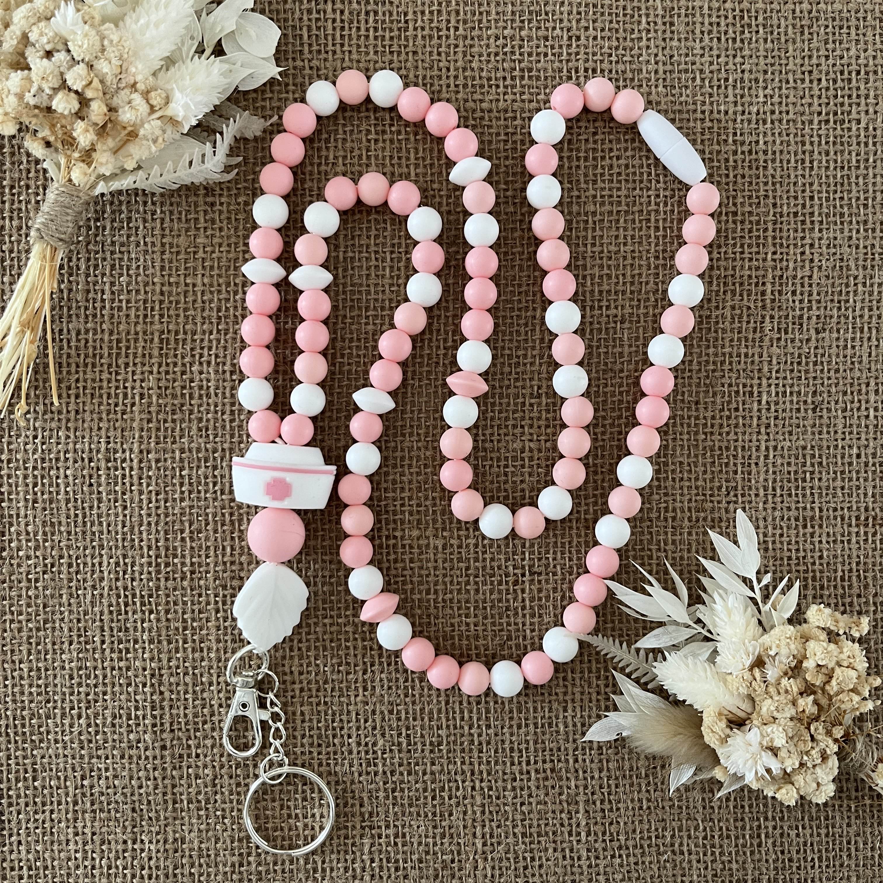 porte badge  octobre rose ruban rose cancer sein