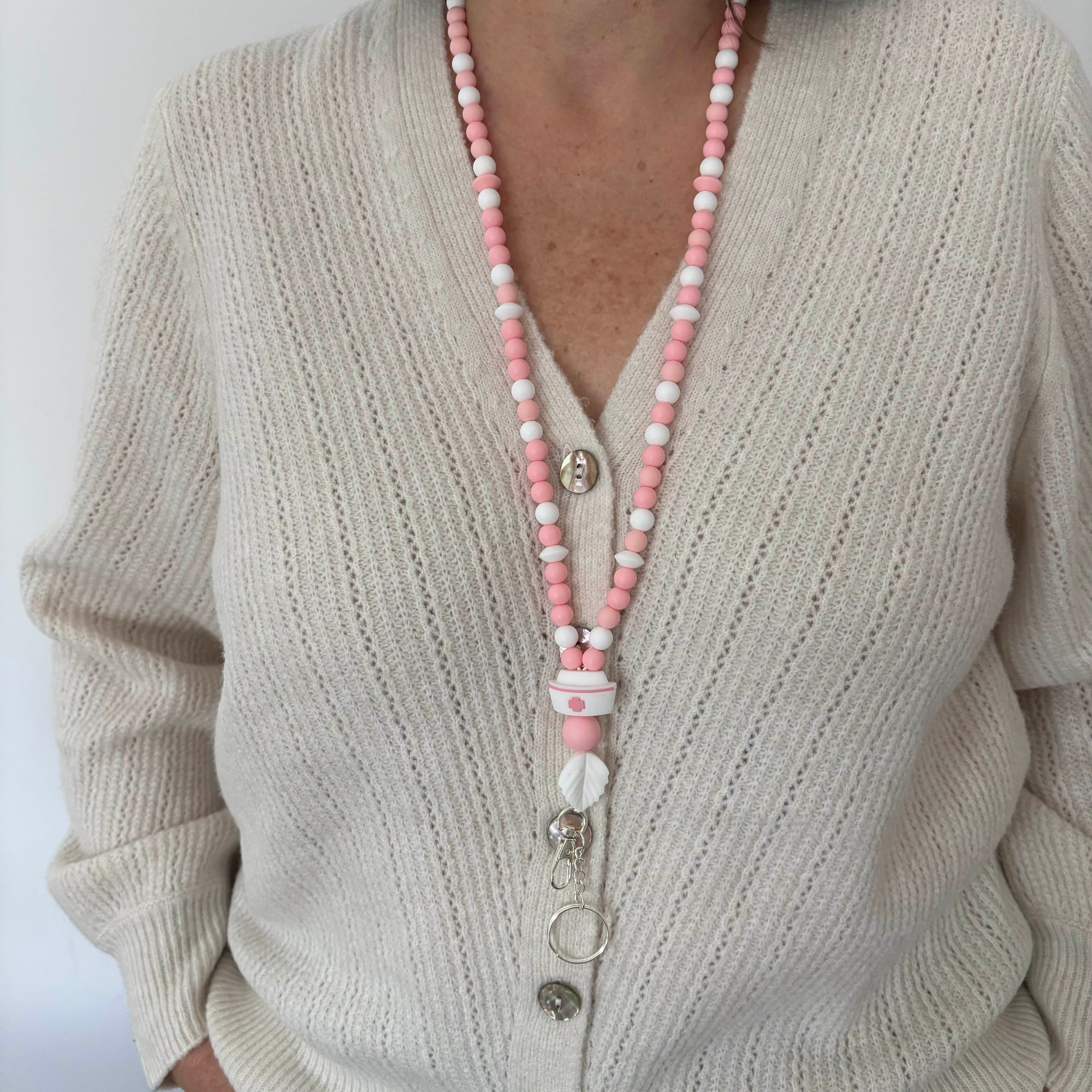 tour de cou porte badge octobre rose badge ruban rose cancer sein